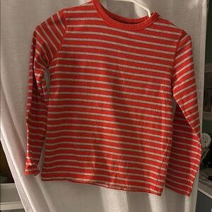 Orange  Gray Long Sleeve Tee with Horizontal Stripes